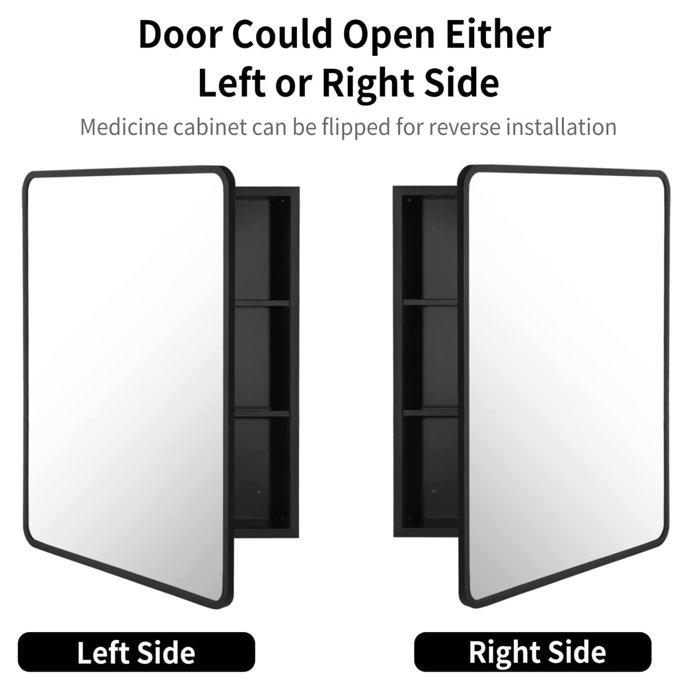 Latitude Run® Cerryn W H Framed Medicine with Mirror and 3